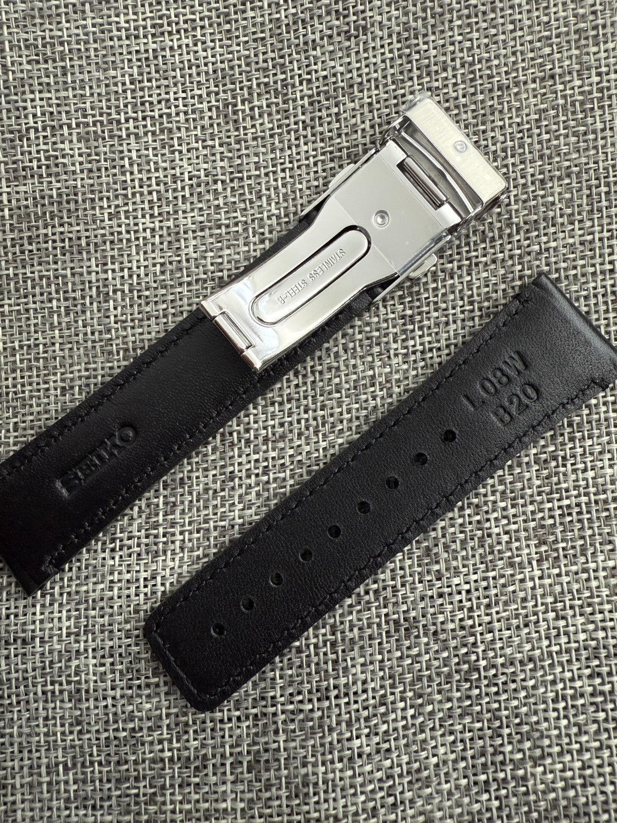 Seiko Selection SBPX157 black leather band strap V157-0DX0 L08W01BJ0 20mm lug