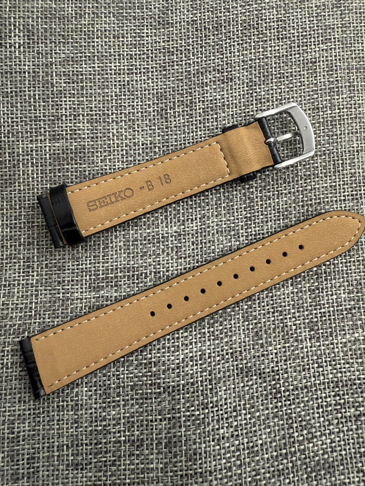 SEIKO SCXP031 SCXP033 7N01-0DE0 18mm lug DFV7JB black leather band strap