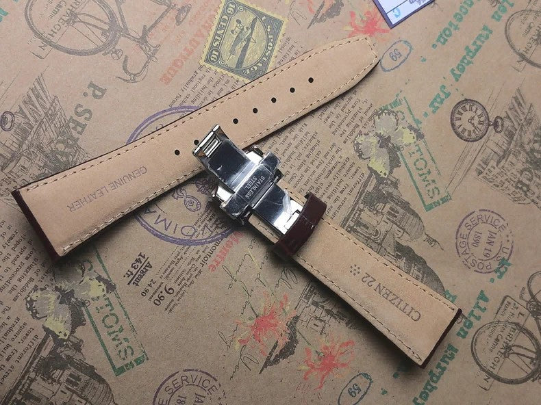 CITIZEN Eco-Drive BX1009-10X Original Red Brown Leather Watch Strap