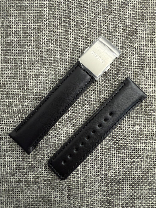 Seiko Selection SBPX157 black leather band strap V157-0DX0 L08W01BJ0 20mm lug