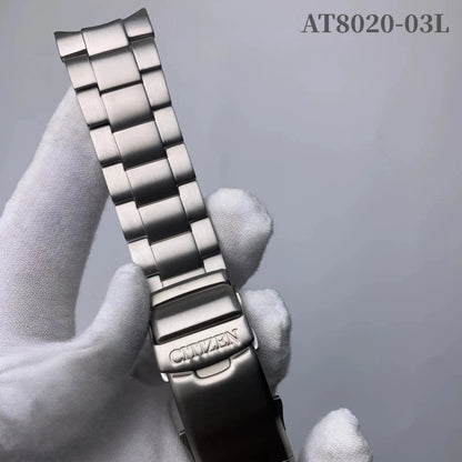 Stainless Steel Curved Lug Watch Band For Citizen Blue Angels 1 AT8020-03L/54L