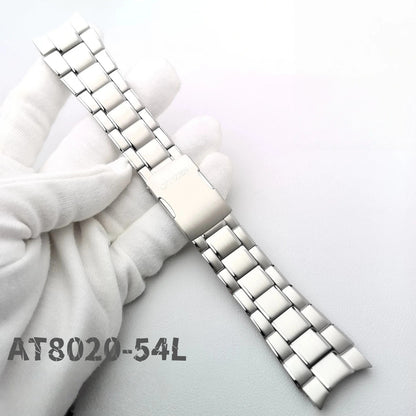 Stainless Steel Curved Lug Watch Band For Citizen Blue Angels 1 AT8020-03L/54L