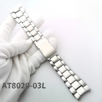 Stainless Steel Curved Lug Watch Band For Citizen Blue Angels 1 AT8020-03L/54L