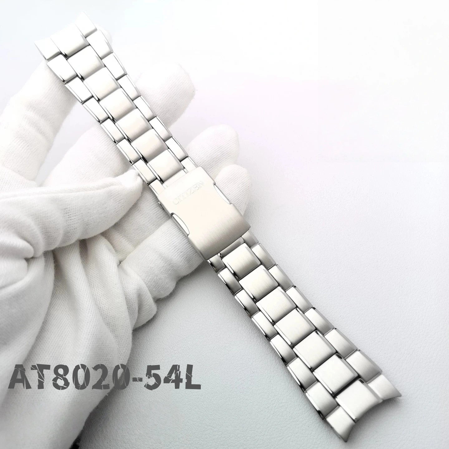 Stainless Steel Curved Lug Watch Band For Citizen Blue Angels 1 AT8020-03L/54L