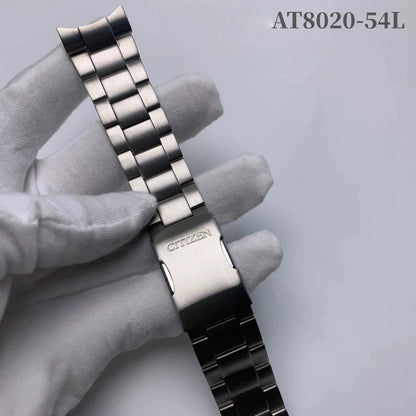 Stainless Steel Curved Lug Watch Band For Citizen Blue Angels 1 AT8020-03L/54L
